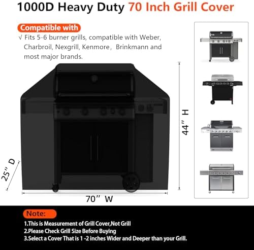 [Upgraded 1000D Heavy Duty Fabric] 70 inch Grill Cover for Outdoor Grill