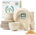 Homienly 40 PCS Dinnerware Set Service for 8, Kitchen Wheat Straw Dinnerware Set Unbreakable - Plates Set, Bowls Set,Cups Set, Microwave and Dishwasher Safe Dish Set for Dinner, Outdoor(Beige)