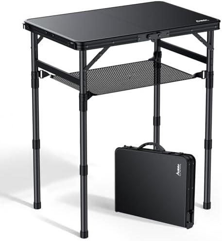 Anbte 2 ft Small Folding Table, 3 Adjustable Height for Camping, 23" X 16"