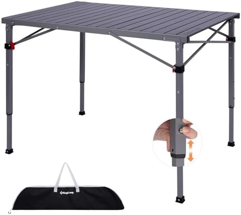 KingCamp 265 Lbs Folding Camping Table, 3-Height Heavy Duty Outdoor Table