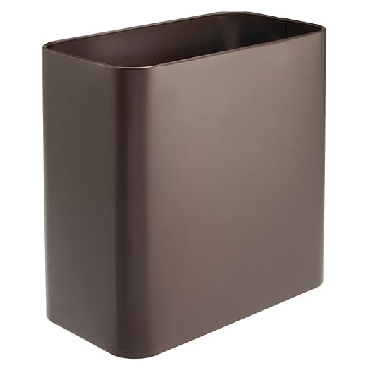 mDesign Small Metal 2.4 Gallon/9 Liter Trash Can Wastebasket Garbage Bin for Bathroom, Slim Rubbish Waste Bin Trashcans for Master/Guest Bath, Mirri Collection, Bronze