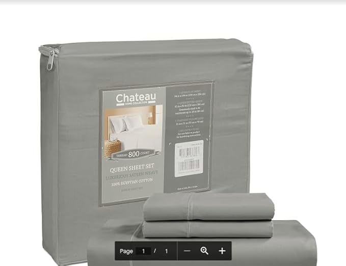 100% Cotton Sheets California King Size Sheets Set, Cal King Sheet Set, 800 Thread Count Sateen Weave Luxury Hotel Sheets, Naturally Cool Long Staple Egyptian Cotton, No Pilling & Shrink - Silver