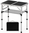 YihuiKo Small Folding Table, 24"x 16" Adjustable Height Portable Camp Table