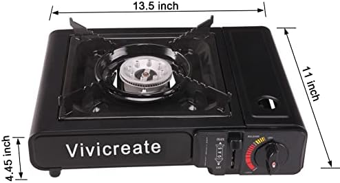 Vivicreate Portable Butane Stove 8500 BTU, Butane Stove with Auto Ignition for Camping, Lightweight Portable Gas Stove Burner with Safety Lock, Butane Burner, Estufa de Gas Portatil(Black)