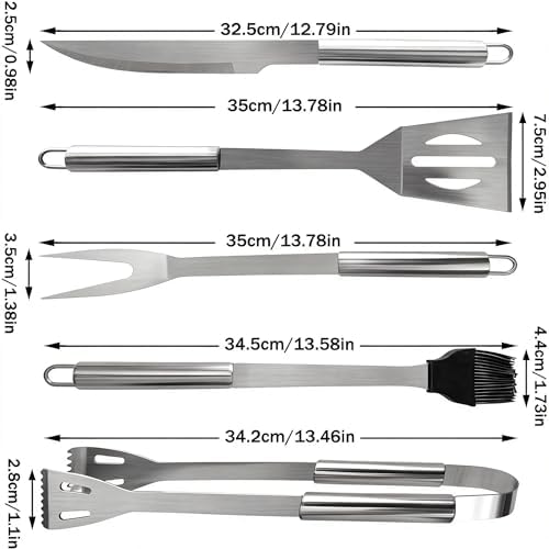 Small Travel 5-Piece 304 Stainless Steel Grill Tool Set with Storage Case – BBQ Grilling Accessories, Ideal Gift for Men & Cooking Lovers
