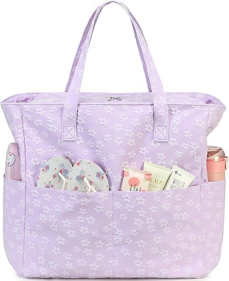 Waterproof Beach Tote Pool Bags for Women Ladies Extra Large Gym Tote Carry On Bag With Wet Compartment for Weekender Travel