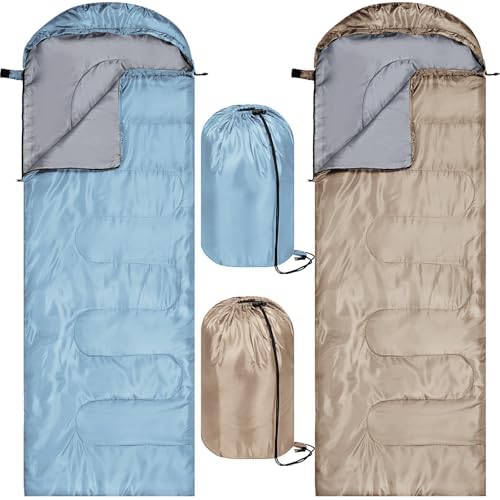 Tudomro 2 Pcs Camping Sleeping Bag for Adults Lightweight Packable Waterproof Camping Gear Equipment to Keep Warm for Outdoor Backpacking Hiking Travel