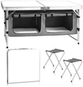 Camp Field Camping Folding Aluminum Table with Adjustable Legs for Outdoor Travel Beach, Backyards, BBQ, Party and Picnic Foldable Table