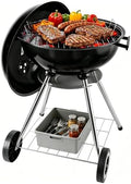 18-inch Charcoal Grill Kettle grill: Black Portable grill with stainless steel grilling net - backyard barbecue party grill (18inch)