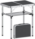 Folding Camping Table, 2 FT Folding Portable Camping Table, Outdoor&Indoor Picnic Table with 3 Adjustable Height Max 27.1",Lightweight Aluminum Camping Tables, Car Camping Essentials-Black
