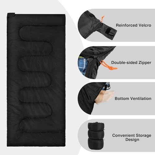 REDCAMP Cotton Flannel Sleeping Bag for Camping Backpacking, Adults Cold Weather Envelope Sleeping Bags with 2/3/4/6lbs Filling