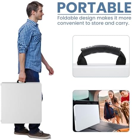 Sweetcrispy 4 FT Folding Picnic Table, Easy to Fold and Store