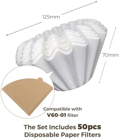 AGOGO Stainless Pour Over Coffee Maker Set, 50 Paper Filters, 30oz, Black
