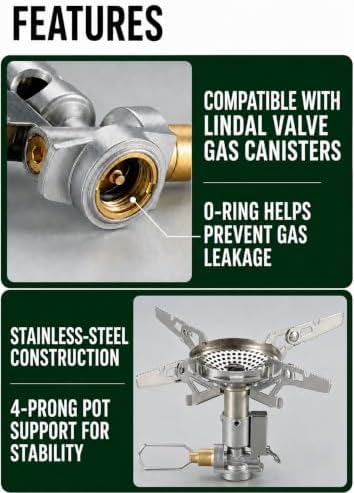 CAMPINGMOON Canister Stove Pressure Regulator Piezo Igniter Silver XD-2F