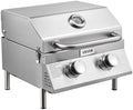 VEVOR Tabletop Gas Grill, 2-Burner Stainless Steel Portable Propane Grill, with Built-in Thermometer, Travel Locks, Weatherproof Lid, 15,000 BTU Total, for Outdoor Cooking, Patio, Party, Camping, RV