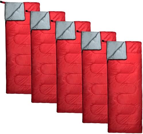 Bulk 10 Pack Envelope Sleeping Bags, 4 Seasons Warm or Cold Lightweight Indoor Outdoor Sleeping Bags for Adults, Backpacking, Camping