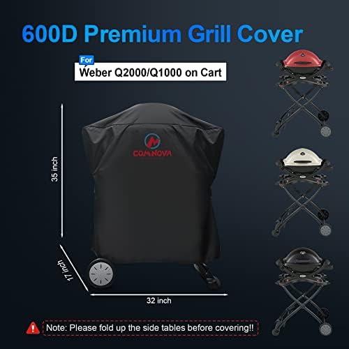 Comnova Weber Grill Cover - Q Series, Q2000/Q200/Q1000/Q100, Q2200, 2400, 1200, 1400 & More - Heavy Duty & Waterproof