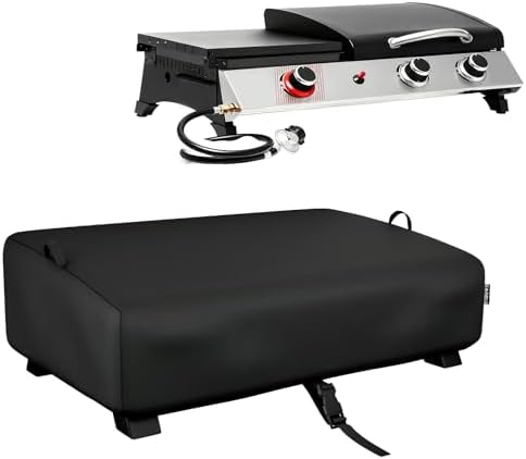 EVRBUL Table Top Grill Cover Compatible with Royal Gourmet PD1305H 3-in-1 Grill Griddle Combo, Waterproof Heavy Duty 600D Portable Griddle Cover 33"L×20.5"W×9.5"H, Windproof Tabletop BBQ Grill Cover