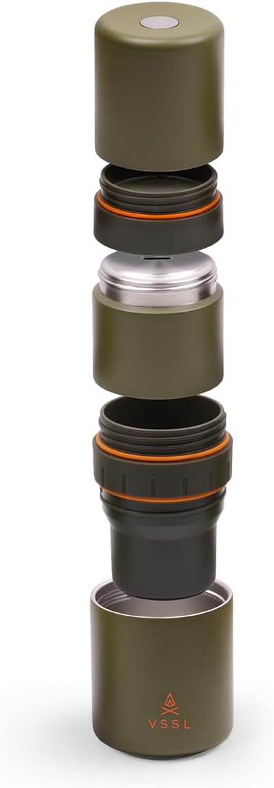Nest Pour Over Coffee Kit | Coffee Maker for Camping | All-In-One Travel Pour Over | Transportable Dripper, Two 10oz Stainless Steel Travel Mugs | Compact Storage & Adventure Ready | Deep Moss