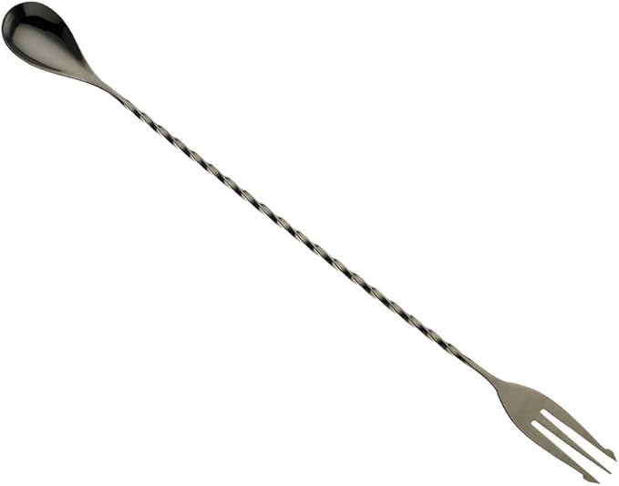 Barfly Bar Spoon, Fork End 12 3/8" (31.5 Cm), Gun Metal Black