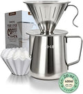AGOGO Stainless Pour Over Coffee Maker Set, 50 Paper Filters, 20oz, Sliver