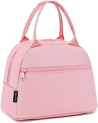 FlowFly Lunch Bag Tote Bag Lunch Organizer Lunch Holder Insulated Lunch Cooler Bag for Women/Men,Pink, LB002-PK07
