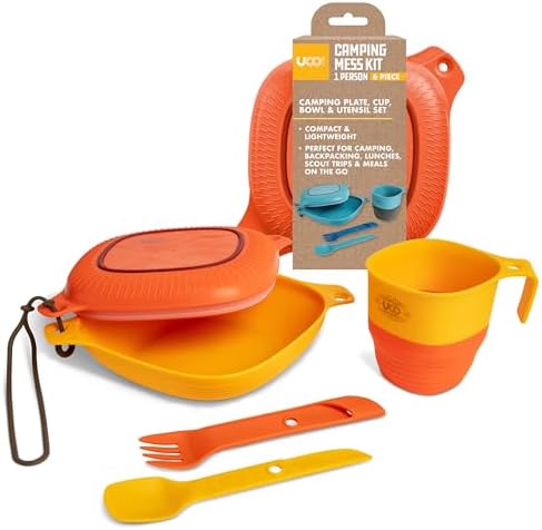 UCO Camping Mess Kit with Bowl, Plate, Collapsible Cup, and Switch Camping Spork
