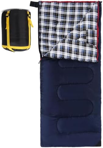 REDCAMP Cotton Flannel Sleeping Bag for Camping Backpacking, Adults Cold Weather Envelope Sleeping Bags with 2/3/4/6lbs Filling