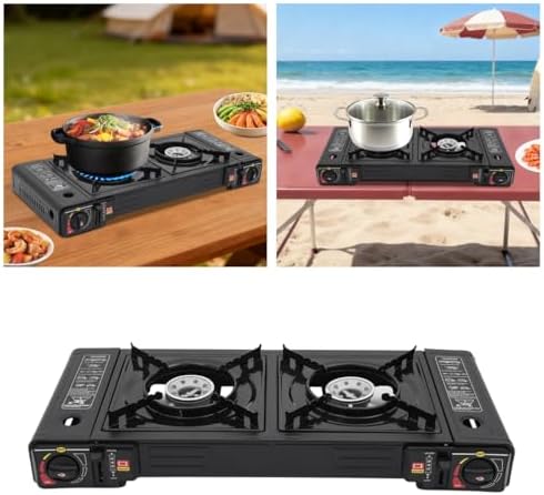 Double Burner Butane Stove, 2 Burners Portable Camping Stove, Easily Cook Delicious Food Stove, Auto Ignition Camping Double Burner, Portable Camping Stove for Outdoor Cooking, RV, Apartments