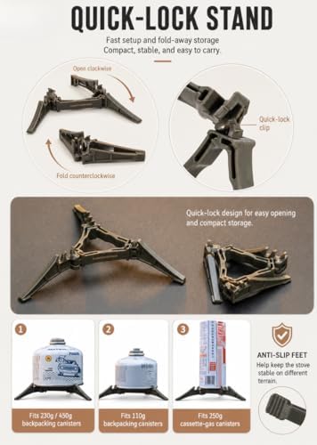 CAMPINGMOON Canister Top Stove 4200W Isobutane Pot Stand OD-4/OD-4-ST (Stove Set + Canister Stand)
