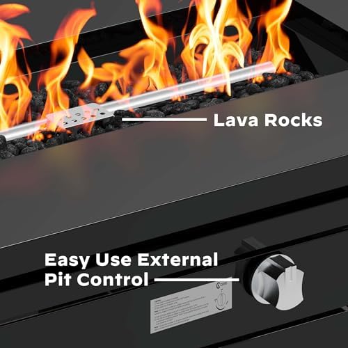 Ciays 42 Inch Gas Fire Pit Table, 60,000 BTU Propane Fire Pit for Patio