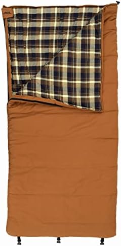 ALPS OutdoorZ Redwood -10°F Flannel-Lined Sleeping Bag with Cotton Canvas Shell, Heavy-Duty Zippers, Oversized Rectangle Design, Cold Weather Camping & Hunting Gear