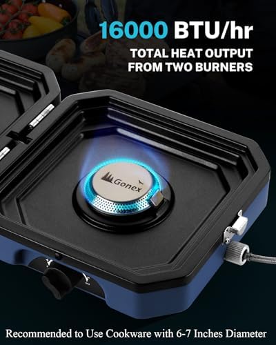Gonex Camping Stove Propane, 2 Burner Portable Camp Stoves for Camping