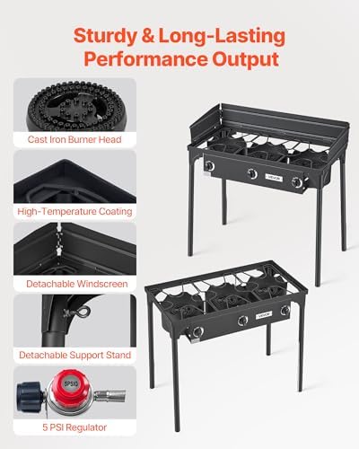 VEVOR Outdoor Propane Gas Stove, Propane LPG Gas Camping Stove,