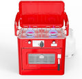 ROVSUN 2-in-1 Portable Camping Stove & Propane Oven with Piezo Igniter, 2 Burner Stove & Outdoor Oven with Adjustable Fire, Thermometer, Wind Panel & Regulator for Traveling, Tailgating (Red)
