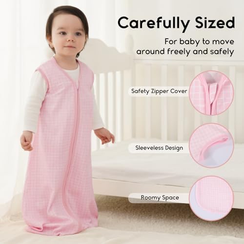 Yoofoss Baby Sleep Sack 0-6 Month 0.5TOG 100% Organic Cotton 2-Way Zipper