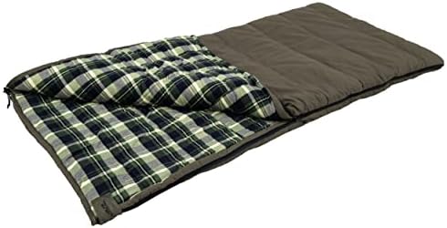 ALPS OutdoorZ Redwood -10°F Flannel-Lined Sleeping Bag with Cotton Canvas Shell, Heavy-Duty Zippers, Oversized Rectangle Design, Cold Weather Camping & Hunting Gear