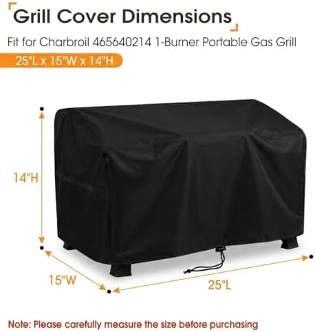 25" Tabletop Grill Cover for Charbroil 1 Burner Portable Grill