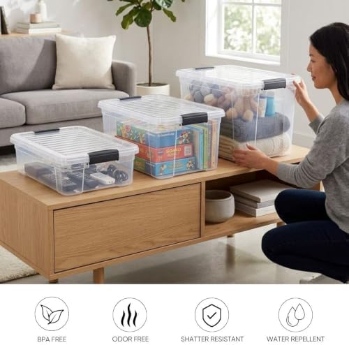 Superio 21 Quart Clear Plastic Storage Boxes with Lids, Stackable Organizer Containers, BPA-Free Storage Bins for Home, Office, School & Dorm, 1 Pack