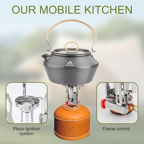 THTYBROS Portable Camping Stove with Piezo Ignition | 3000W Windproof Backpacking Stove | Compact Gas Burner for Butane/Propane Mix | Stable Support for 1-3 Person Outdoor Cooking