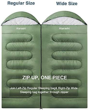 Atarashi Camping Sleeping Bag- 4 Seasons for Adults, Light, Warm, Extra-Large with Compression Sack- Great for Hiking, Backpacking & Outdoor Adventures