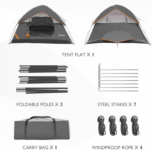 Camping Tent, Waterproof 2/3/4 Person Tents for Camping, Lightweight Easy Set Up Outdoor Hiking Tent Backpacking Tent with Carry Bag, Backpack Tent Suit for Family Beach Hiking Travel