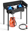 Outvita 2 Burner Propane Gas Stove, 150,000 BTU Outdoor Camping Cooker