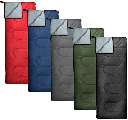 Bulk 10 Pack Envelope Sleeping Bags, 4 Seasons Warm or Cold Lightweight Indoor Outdoor Sleeping Bags for Adults, Backpacking, Camping