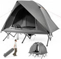 LDAILY 2 Person Tent Cot, Camping Cot Tent Combo with Portable Roller Carry Bag and Waterproof Rainfly, Elevated Tent Camping Bed Combo for Outdoor Camping and Hiking Enthusiasts