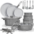 CAROTE 27pcs Ceramic Cookware Set, Pots and Pans Set with Detachable Handle