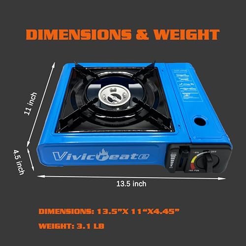 vivicreate 7000 BTU Portable Stove, Camping Stove, Butane Stove, Outdoor stove,Korean style BBQ stove,Blue