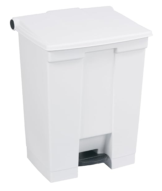 Rubbermaid Commercial Products Legacy Step-On Trash Can, 18-Gallon, White, Hands-Free Garbage Can for Medical Waste in Hospitals/Lab/Emergency/Patient Rooms