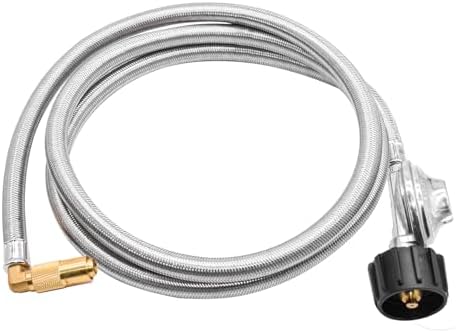 ABYDA 6 FT Propane Adapter Hose with Regulator, Elbow Adapter for Blackstone 17 inch and 22 inch Table Top Griddle, Replacement Parts Connect to Large Propane Tank