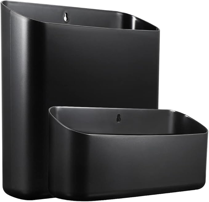 Picowe Magnetic Laundry Storage, Large Lint Holder Bin for Laundry Room, Space-Saving Trash Container Hanging on Dryer, Washer or Wall Mount Trash Bin (Black)